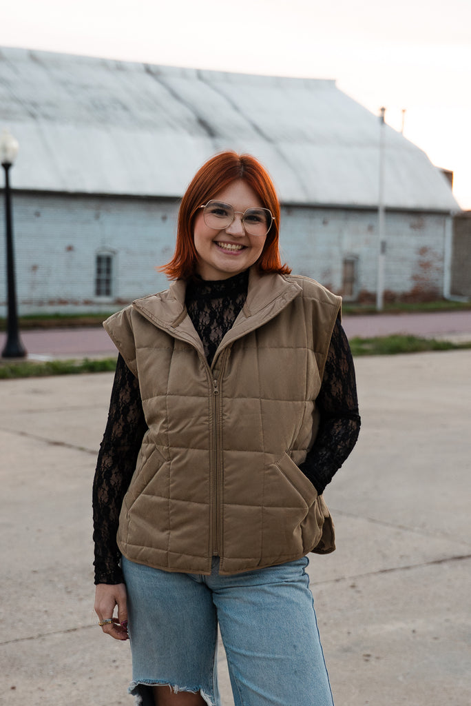 olive puffer vest