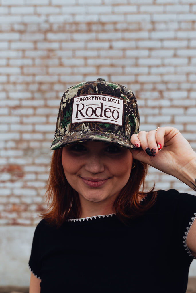 support your local rodeo camo hat