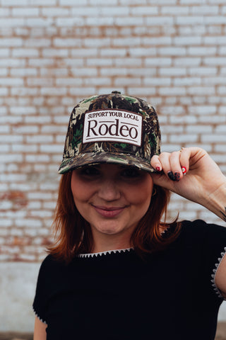support your local rodeo camo hat