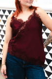 wine lace tank