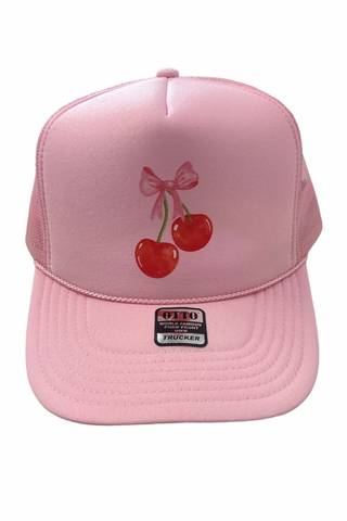 cherry coquette trucker hat