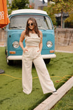 cream wide leg pant