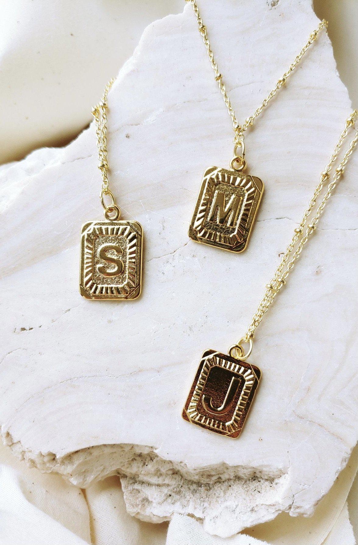 GRGK Gold Plated Initial Necklace Hip Hop CZ Square Letter Pendant Necklace  Stainless Steel Figaro Chain Jewelry Gift for Men Women Boy (A) | Amazon.com